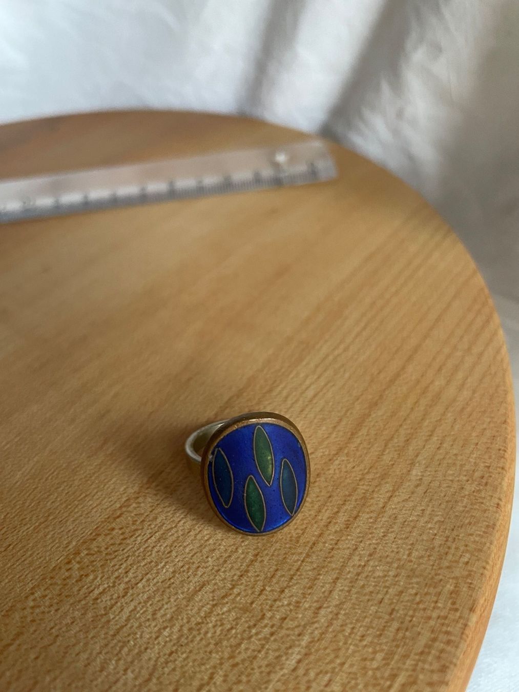 Anelli: Emaille Fingerring, Retro, blau – Usato da Köniz venduto da kupu-kupu
