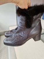 Bottines brunes cuir fourrées & bordure fourrure