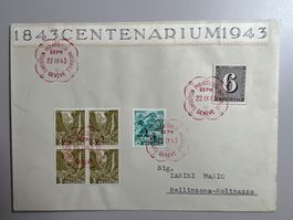 1943 GEPH Genf  Brief W13 + 201 im 4erblock  +1x202