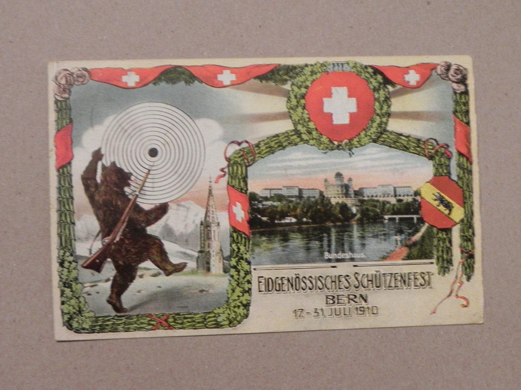 Cartoline postali: Karte Bern BE Eidg. Schützenfest 1910 – Usato da Siebnen venduto da krimsie