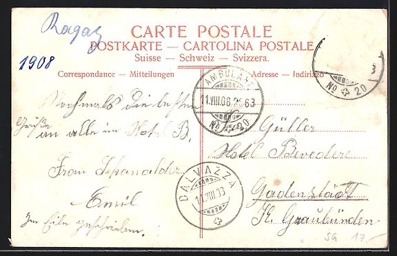 Cartes postales: AK Bad Pfäfers, Hotel, Pferdekutsche – D'occasion à Berlin par bartko-reher 1