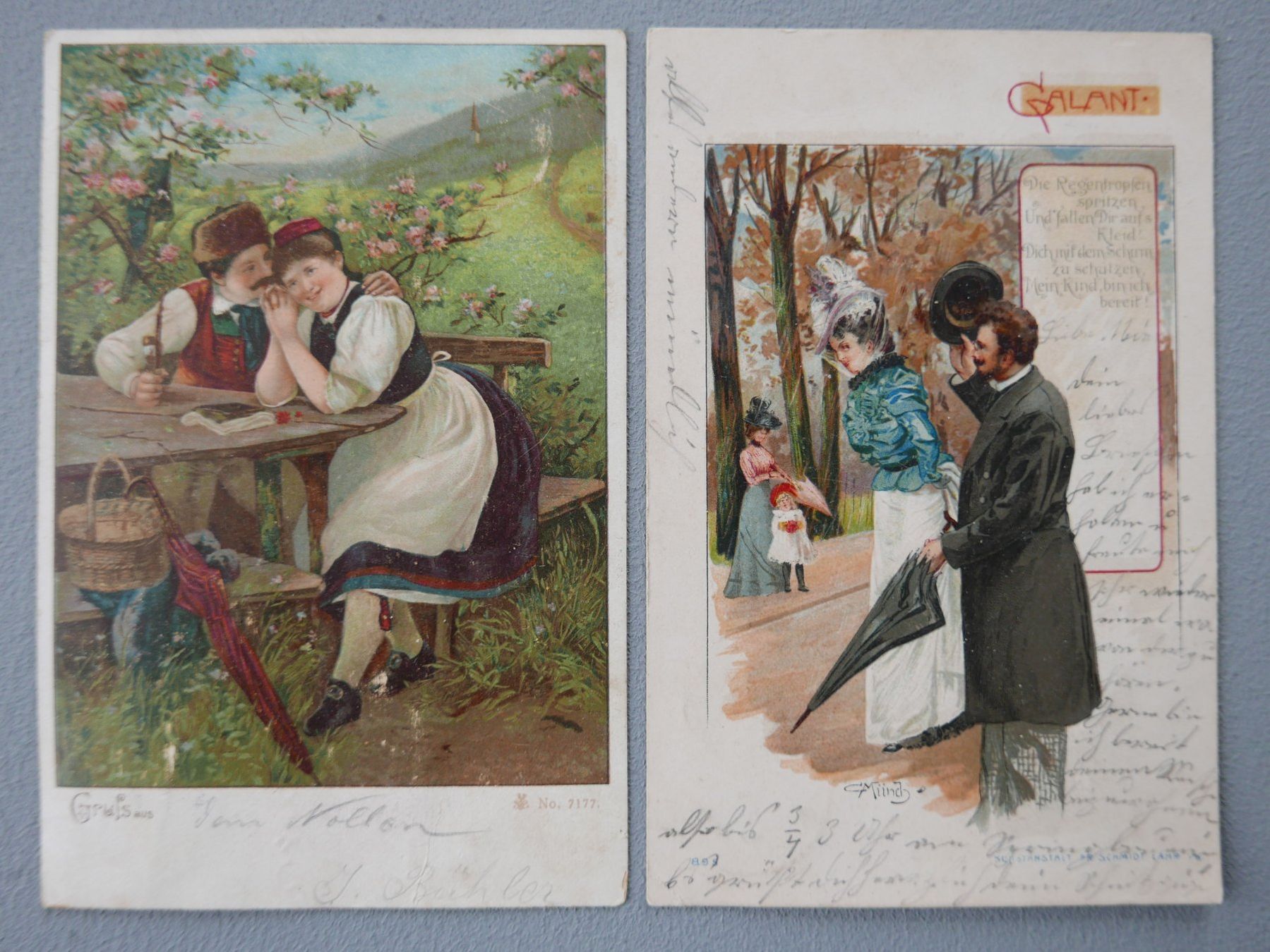 Cartoline postali: 7 ALTE ANSICHTSKARTEN JUGENDSTIL LIEBESPÄRCHEN – Usato da Balgach venduto da Zwischenraum 1
