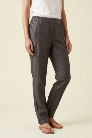 Kirsten Krog Pantalon 85% Lin Gris Foncé T. 40