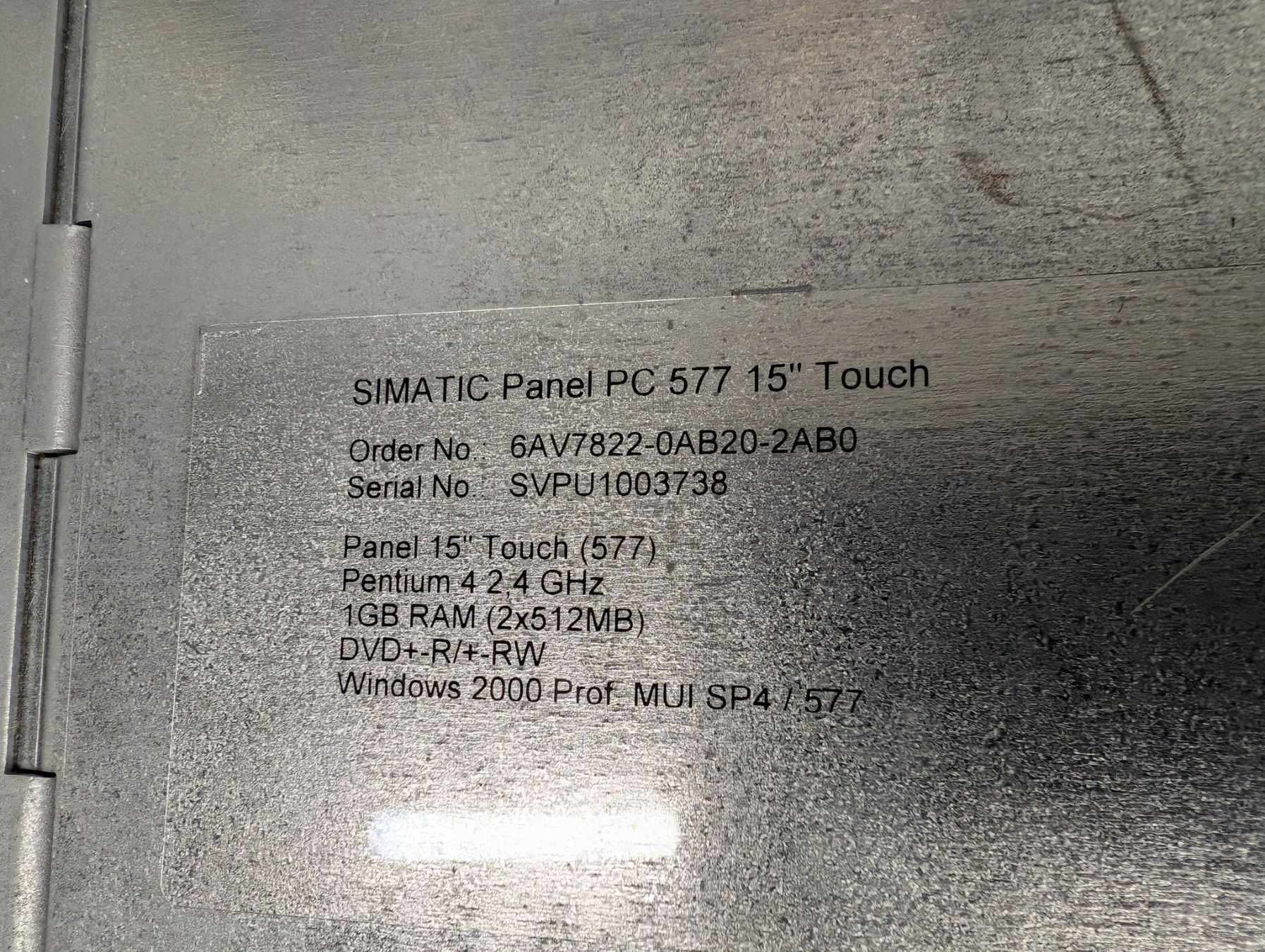 PC: Siemens SIMATIC Panel PC 577 15" Touchscreen - gebraucht – Usato da Egliswil venduto da Seetalerm1 5