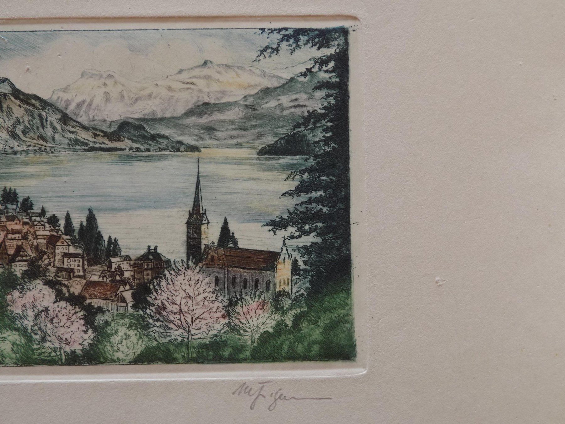 Gravures: Weggis kolorierte Lithographie – D'occasion à Risch par Antikfee 3
