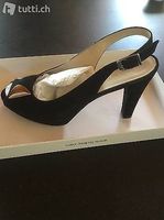 Schwarze Sandalen GR.38, Black Wildleder