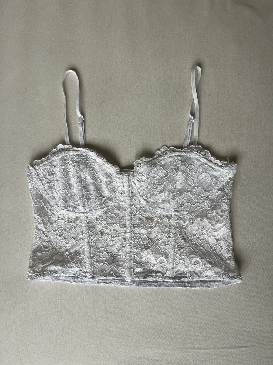 Tally Weijl Top: Weisses Spitzenkorsett Top Gr. XS – Usato da Bern venduto da valery_la_cherry