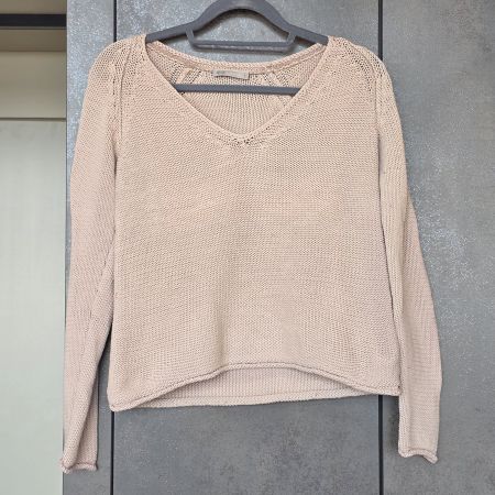 🐸 NILE STRICKPULLOVER S BEIGE ROLLSAUM PULLOVER BAUMWOLLE