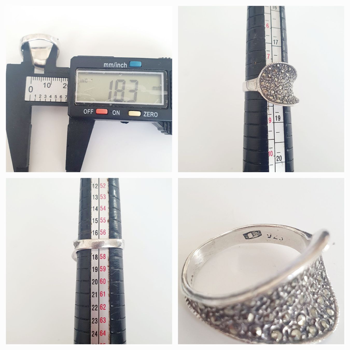 Anelli: Vintage Silber Ring mit Markasiten, Grösse 18.3 mm – Usato da Kreuzlingen venduto da Wunderkiste123 2