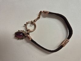 Antike Haarkette, Golddoublé, für Taschenuhr, Biedermeier