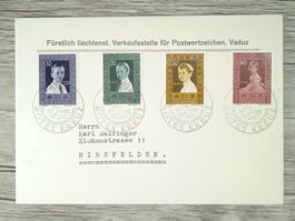 TR01 Enveloppe  + Timbre Liechtenstein 1955