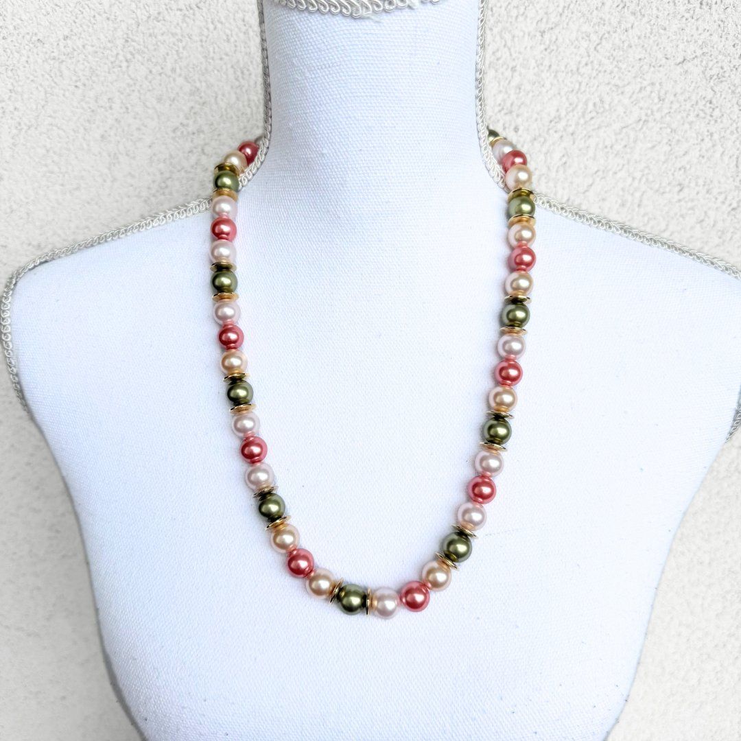 Catenine: Collier Doré, Vert, Blanc & Rose – Usato da Vevey venduto da secondlifevevey