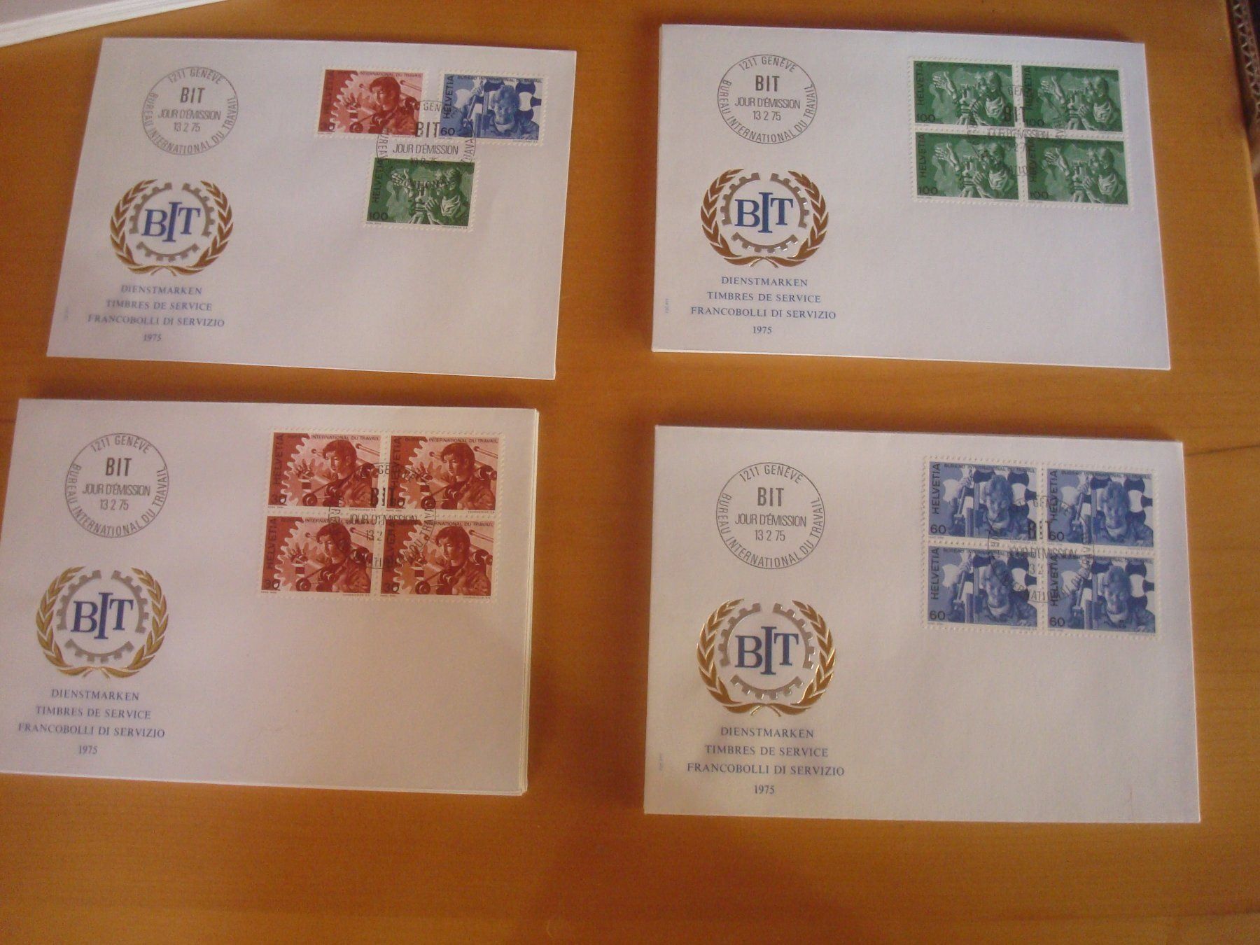 Alle Briefmarken: GA 1975 BIT FDC Serie einzeln und 4er – Gebraucht aus Gordola von Polentaefung 2