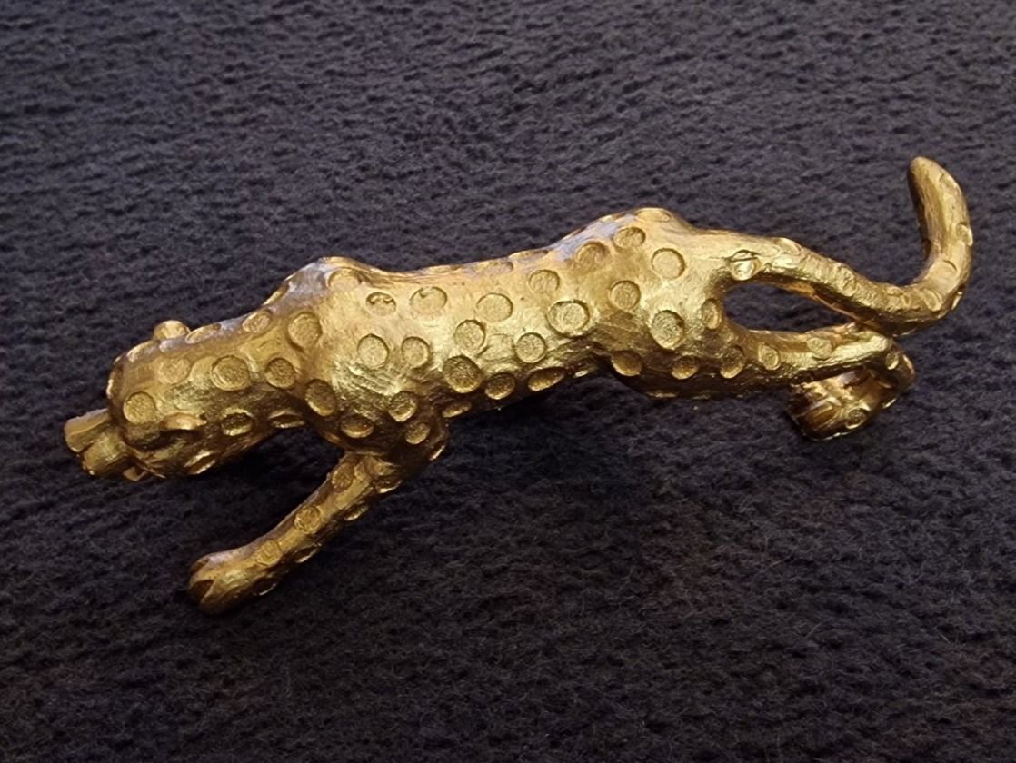 Statuette: Kleiner Leopard / Gepard Gold Matt – Nuovo e nell'imballaggio originale da Schaffhausen venduto da AtelierPudesco