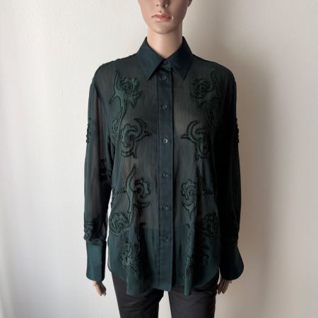 dunkelgrüne, halbtransparente Bluse von ZARA 💚