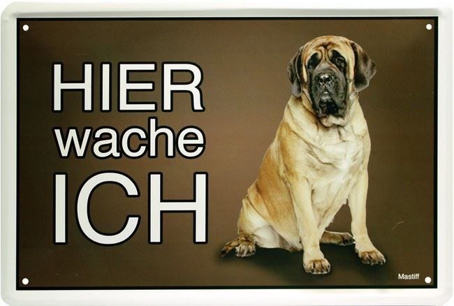 Insegne: Blechschild-MASTIFF-HIER WACHE ICH – Nuovo e nell'imballaggio originale da Rupperswil venduto da big-one-sale