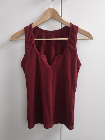 Damen Tanktop gerippt dunkelrot, Gr. M