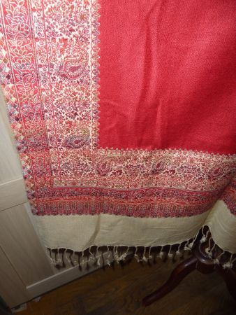 écharpe d'hiver rouge motifs indiens neuf pour femme