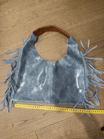 Borsa in pelle vera con frange 