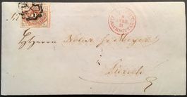 1850 ZNr.12 Winterthur(70000CHF)Orts-Brief Rarität, Attest