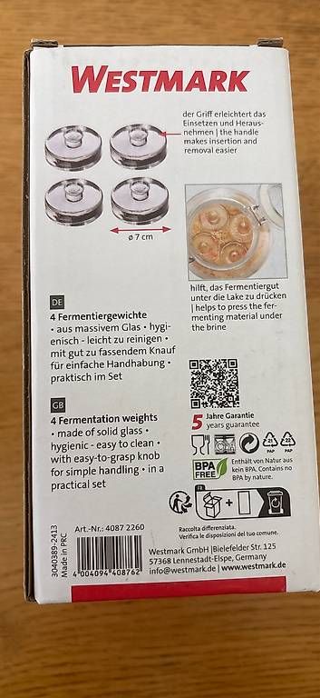 Contenitori & Simili: 4 Fermentation weight Fermentiergewichte – Usato da Rüschlikon venduto da kat_td6h 1