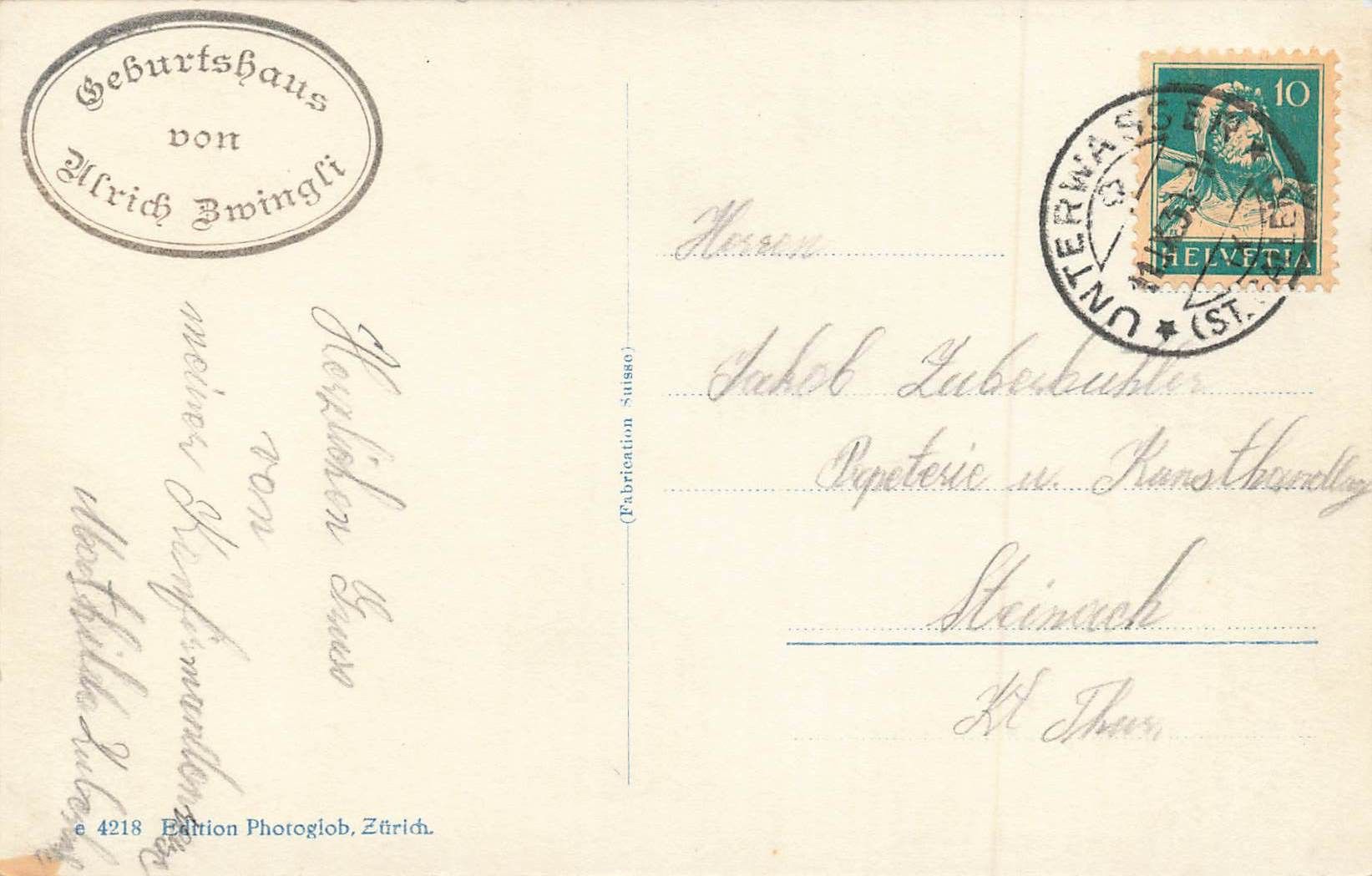 Cartoline postali: Wildhaus lwinglihaus mit Schafberg – Usato da Biasca venduto da Blenio71 1