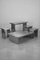 Ensemble table et tabourets acier inox