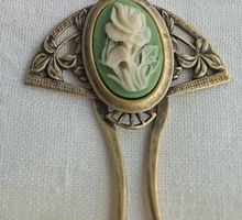 Antiker Haarstab mit Cameo-Rose, Schmuckstück Anfang 19 Jh.