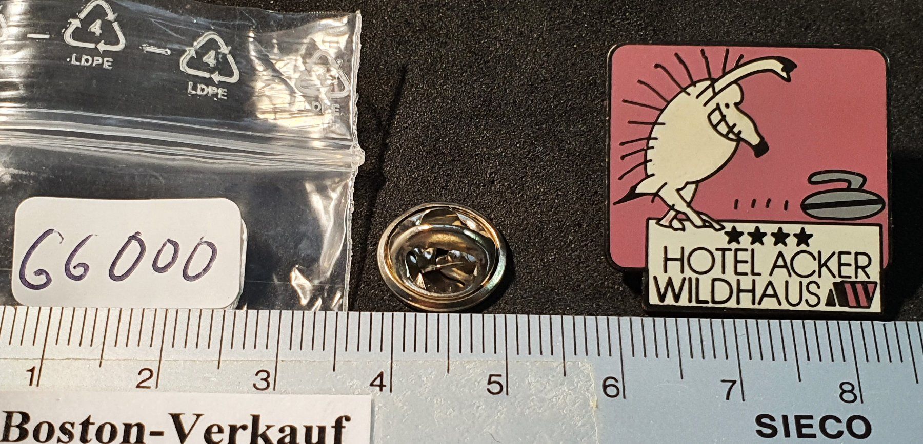 Placchette & Badge: GG000 - Pin Wildhaus - Curling Hotel Acker / Igel – Usato da Reinach BL venduto da Boston-Verkauf 1