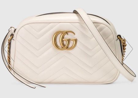 GUCCI Schultertasche GG Marmont small, weiss/écru