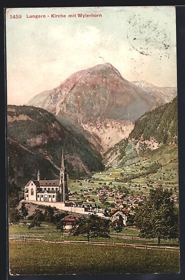 Ansichtskarten: AK Lungern, Kirche mit Wylerhorn, 1908 – Gebraucht aus Berlin von bartko-reher