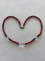 Rote Vintage Halskette mit Glasperlen, Top Zustand!