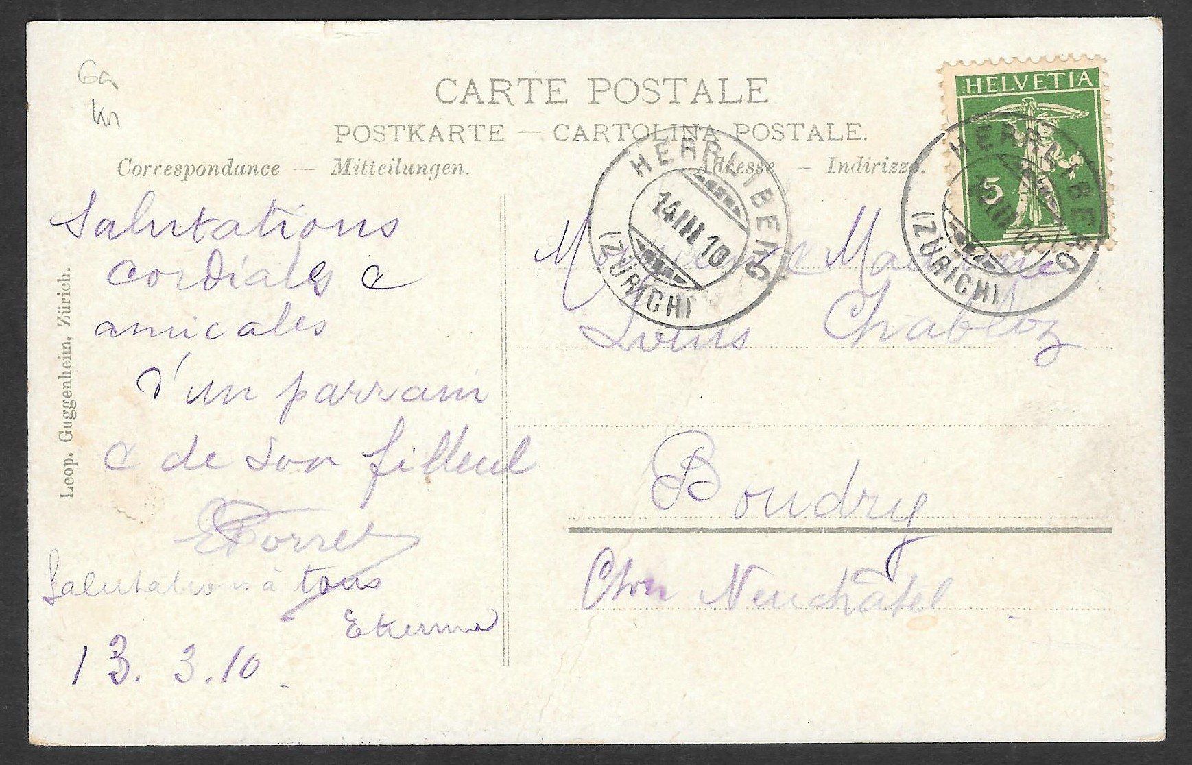 Cartoline postali: Herrliberg Hôtel Raben Lithoähnlich – Usato da Olten venduto da clotaldi 1