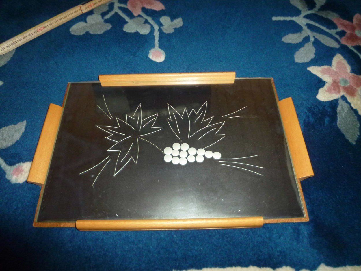 Piatti di portata: ART DECO SERVIER TABLETT 1930 Hinter Glas Servierplatte Tray – Usato da Luzern venduto da antikdesign2552