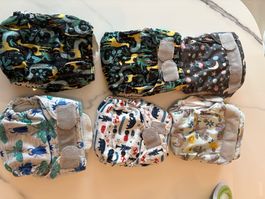 6 Stoffwindeln Thirsties All-in-One gebraucht bunt
