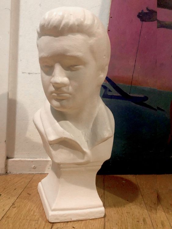 Deko Büste Aus Kunststein 50x20cm - Handgefertigte Gesichtsskulptur Silber