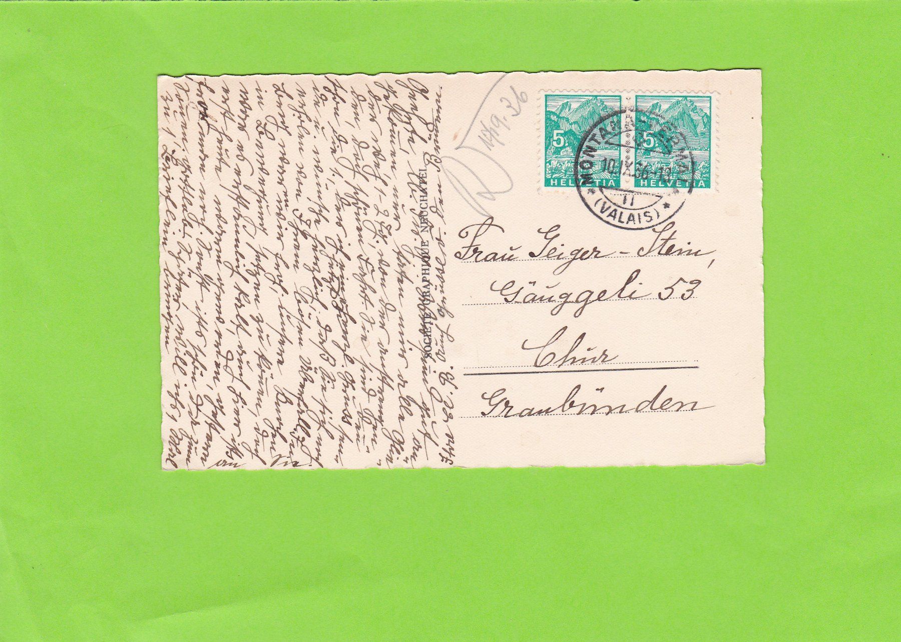 Cartoline postali: Montana-Lac et Weisshorn – Usato da St. Peterzell venduto da neckertal 1