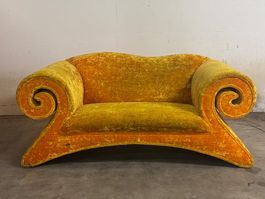 Original Bretz Designer Sofa – Gold/Orange Samt – Extravagan