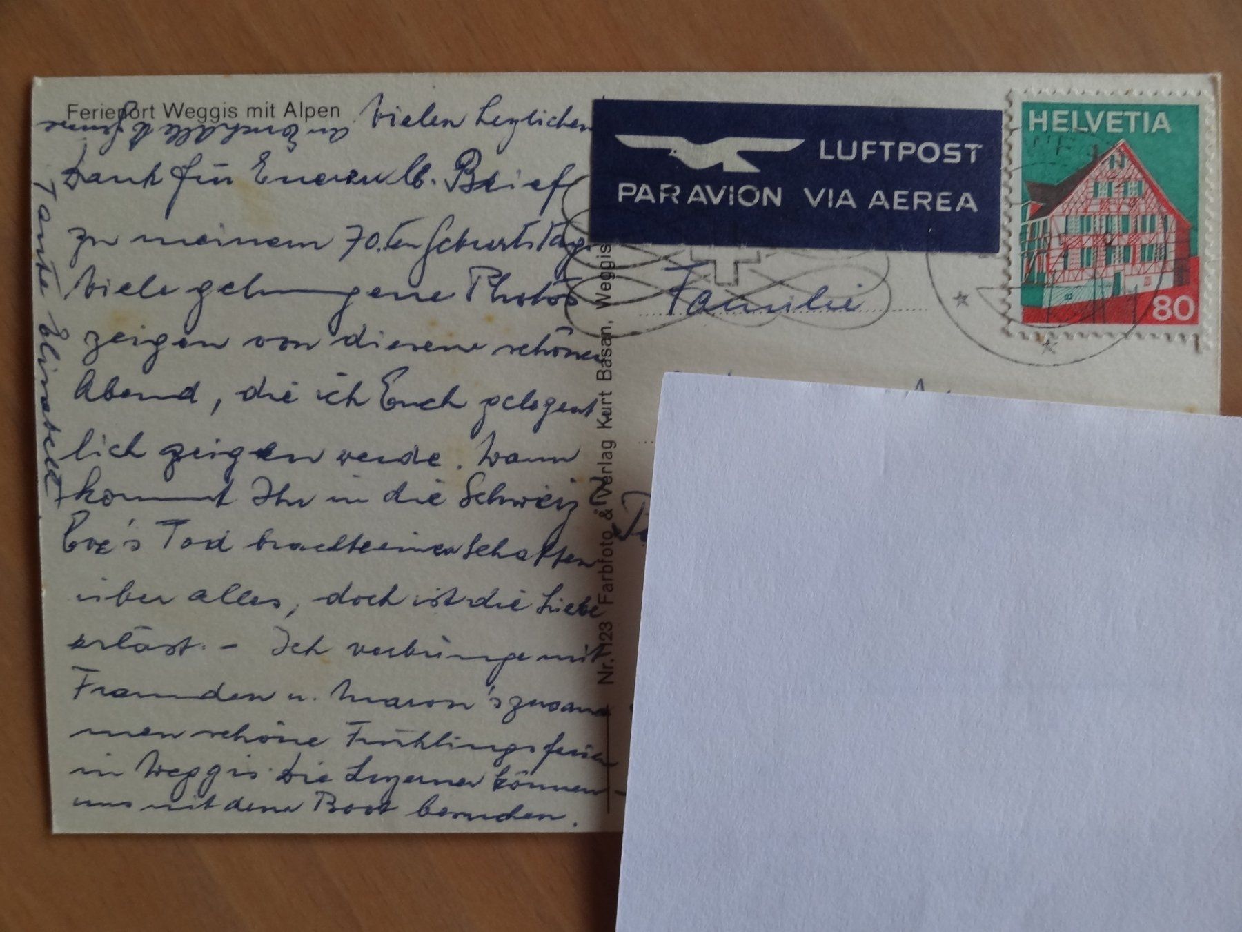 Cartoline postali: Weggis - et les Alpes - 1975 – Usato da St Léonard venduto da Riglin 1