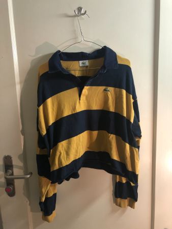 Cropped Polo // Lacoste // senfgelb - blau