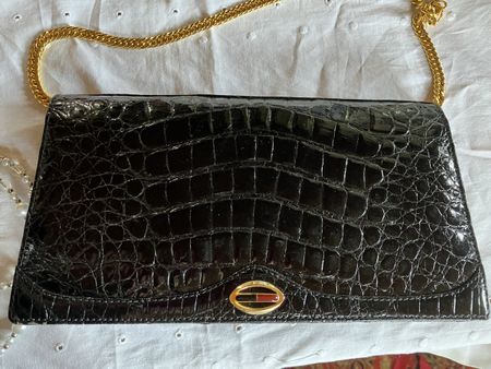 Echte Krokoleder Clutch mit Kette
