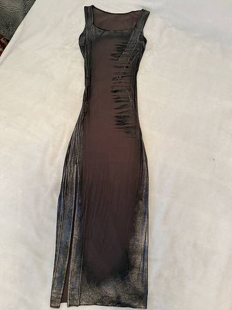 Kleid Lang Braun/Gold