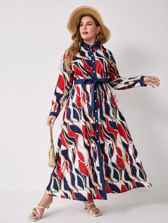 robe longue, imprimé chaînes, 0xl, neuve
