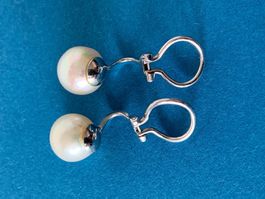 Weissgold Perlen -Clips (18 Karat)