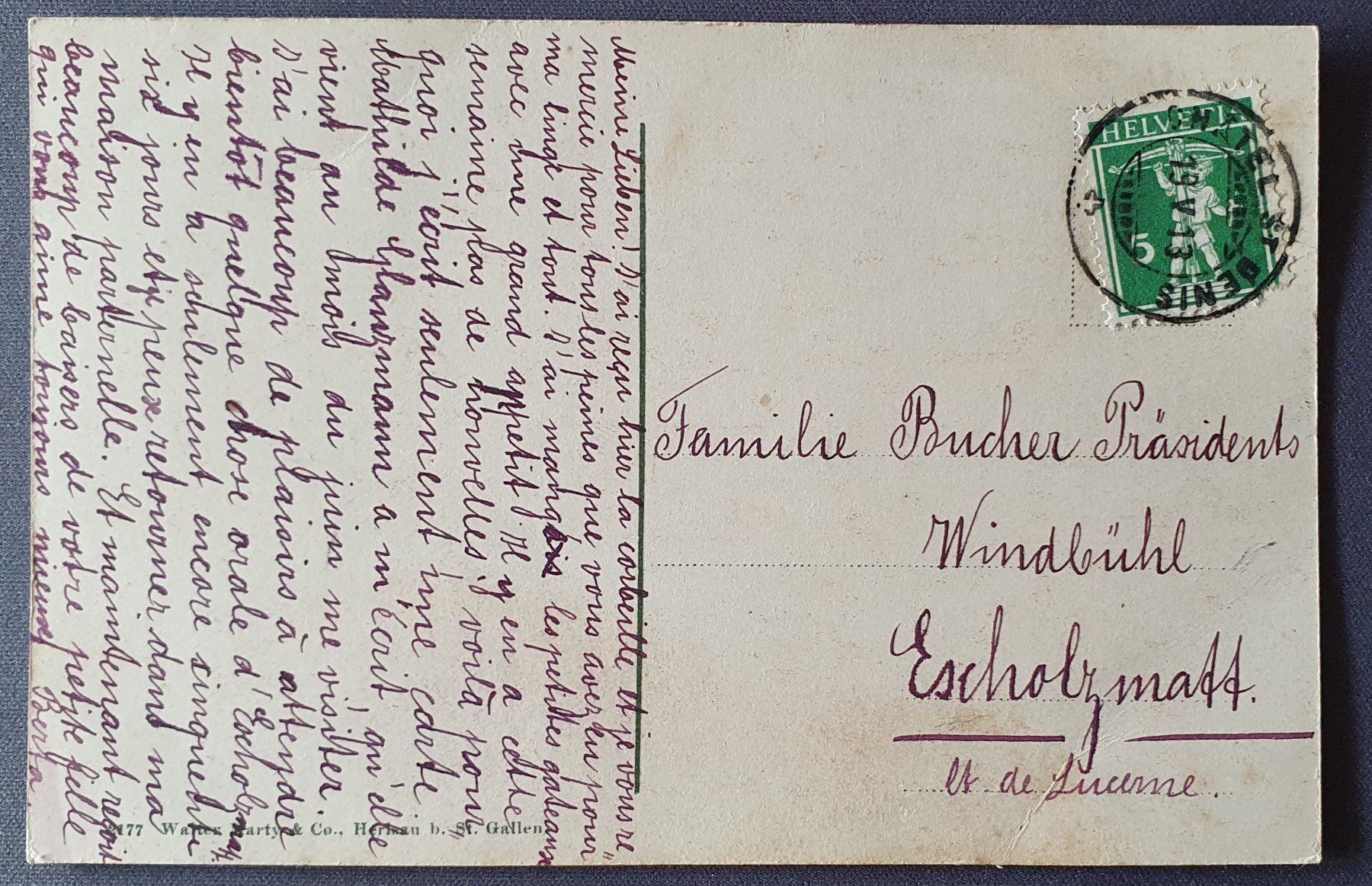 Cartoline postali: Chatel St. Denis 1913 Kelterei Müller – Usato da Kreuzlingen venduto da Rschweiz1 1