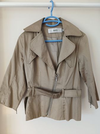 Quatsi Damen Jacke 3/4 Arm Gr 36 Beige Baumwolle