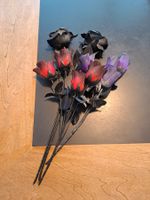 Dekoration, Kunststoff Rosen rot, lila, schwarz im Set