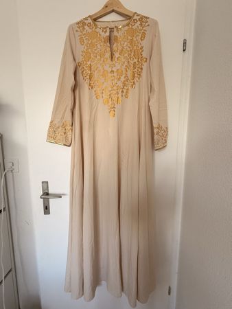 Tunika mit Stickerei Beige Grösse M