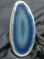 Vintage Ring Silber 950 Achat Scheibe blau Gr. 60 / 19.76 g