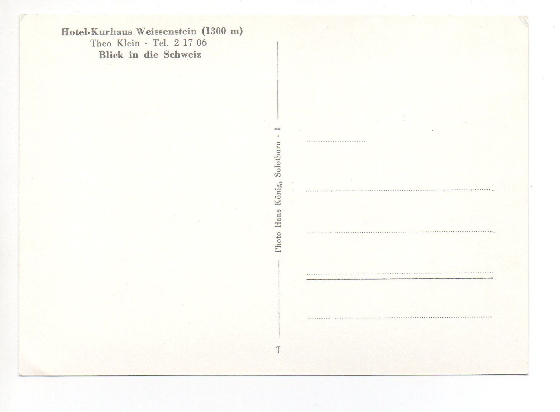 Cartoline postali: WEISSENSTEIN Hotel-Kurhaus, Theo Klein – Nuovo (secondo la descrizione) da Jona venduto da philajona 1